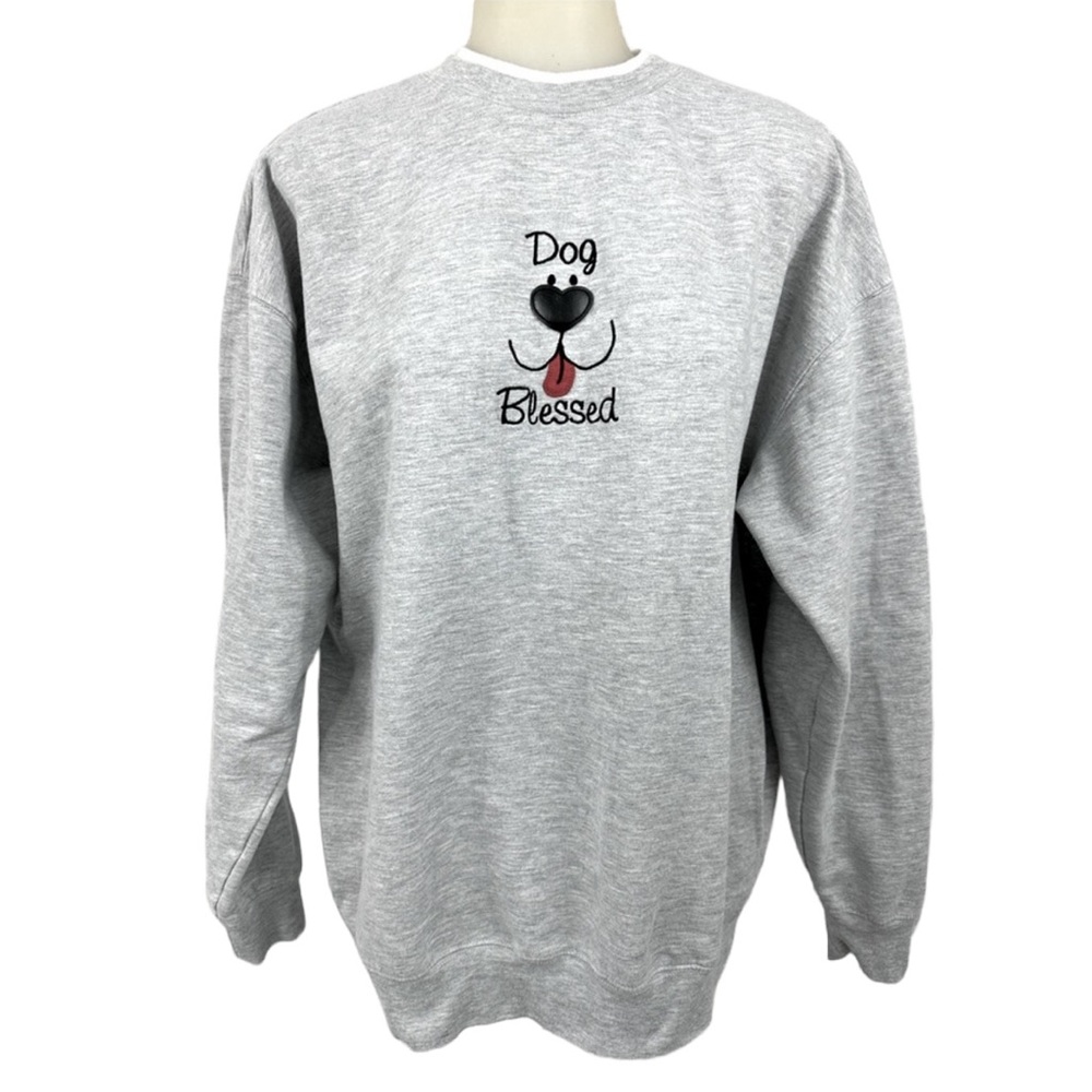 MC SPORTSWEAR Dog Blessed Sweatshirt Crew Neck Gray size XL pet